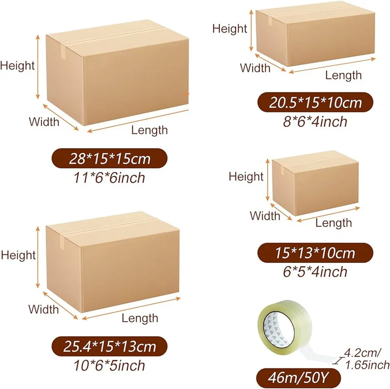 kích thước hộp giấy vận chuyển