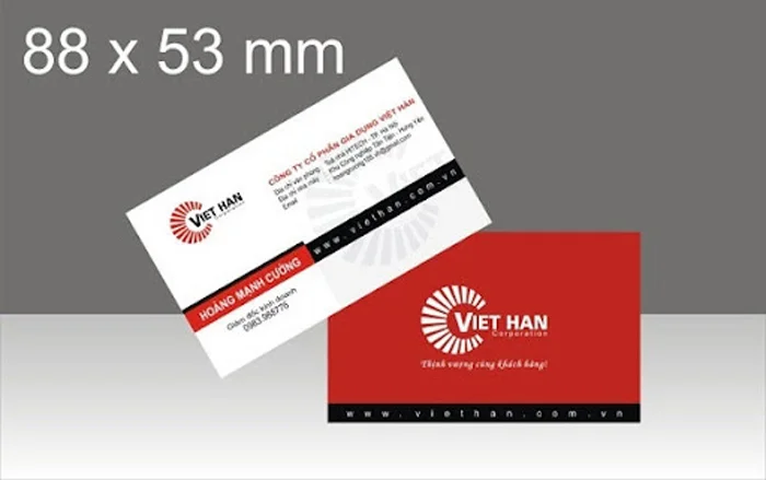 Kích thước name card 88mm x 53mm
