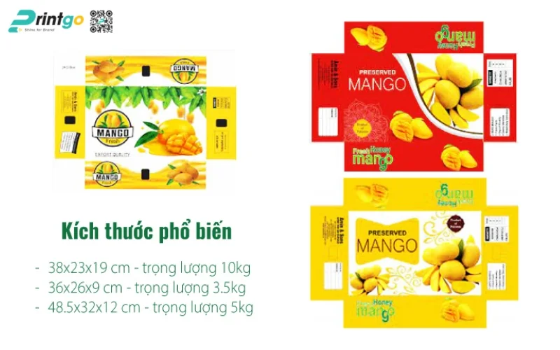 Kích thước thùng carton đựng xoài Kích thước thùng carton đựng xoài