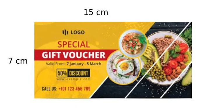 kích thước voucher 15cm x 7cm