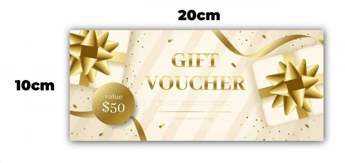 kích thước voucher 20cm x 10cm