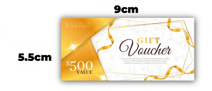 kích thước voucher 9cm x 5.5cm