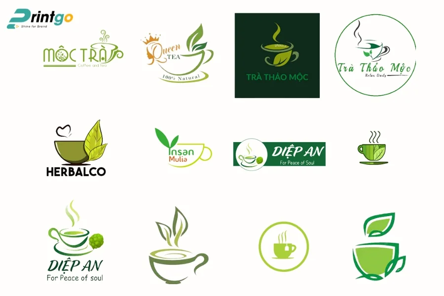 Logo lá trà mang phong cách hiện đại