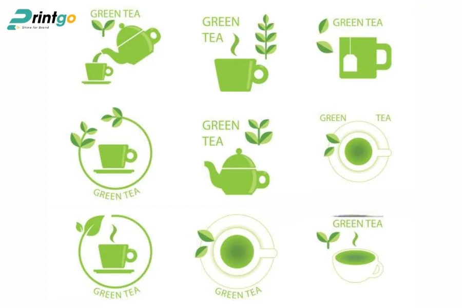 Logo lá trà mang phong cách hiện đại
