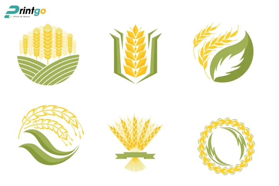 Bộ logo nông sản gam màu vàng
