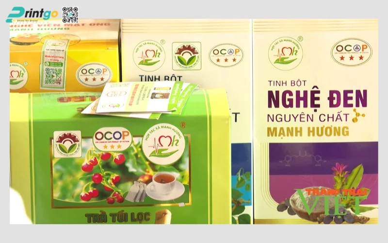 Một số mẫu tem bao bì có logo OCOP 3 sao thực tế Một số mẫu tem bao bì có logo OCOP 3 sao thực tế