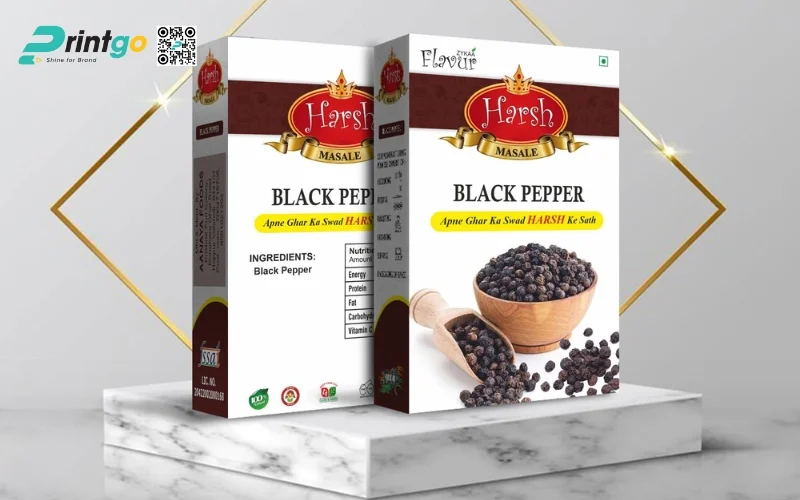 Bao bì đựng hạt tiêu dạng hộp carton mềm 