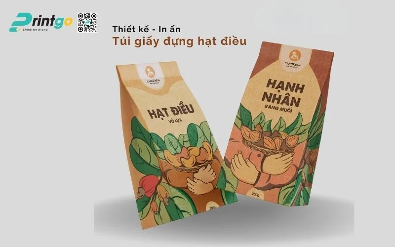 Bao bì hạt điều dạng túi giấy Kraft