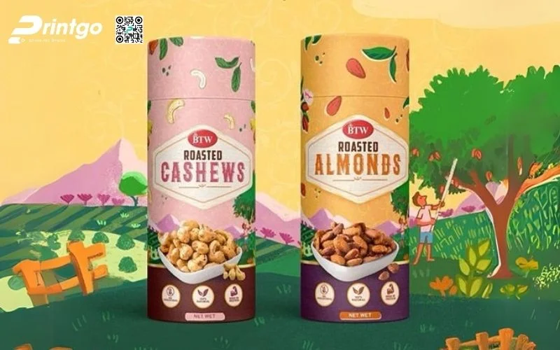 Bao bì hạt điều dạng hình trụ tròn