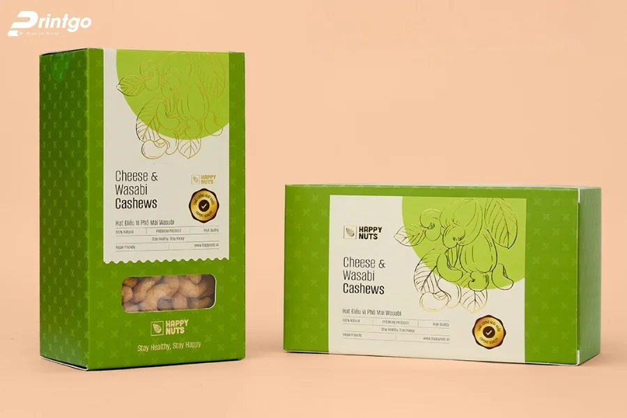 Mẫu hộp giấy đựng hạt điều bằng carton mềm