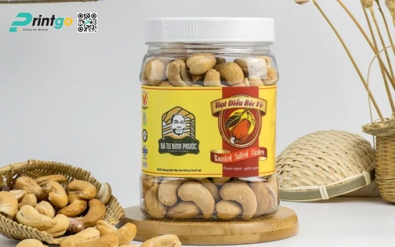 Bao bì hạt điều dạng hũ nhựa PET tròn