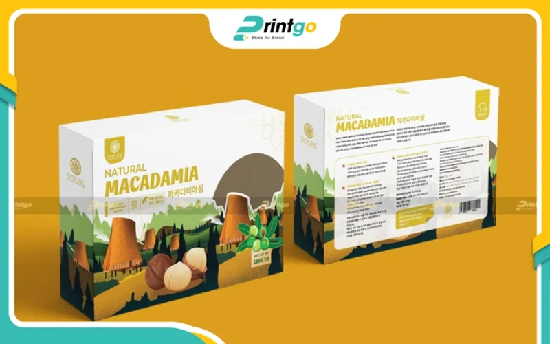 Mẫu bao bì macca dạng hộp mềm