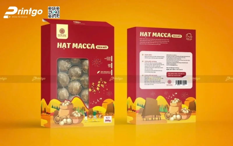 Mẫu bao bì macca dạng hộp mềm