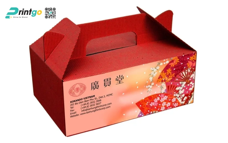 Mẫu bao bì macca dạng hộp carton sóng