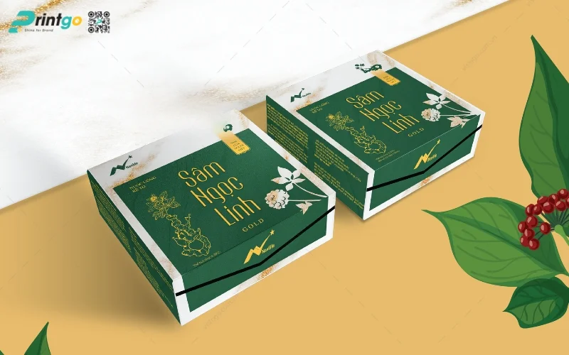 Thiết kế bao bì sâm dạng hộp carton cứng cao cấp 