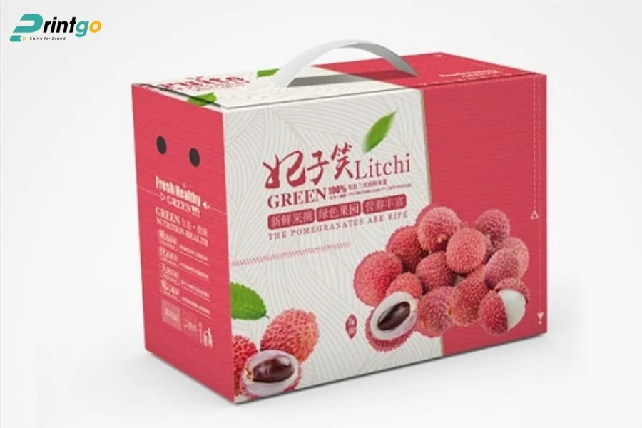Thùng carton vải thiều dạng quai xách