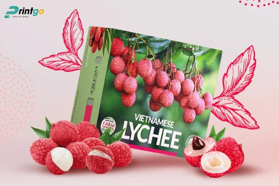 Hộp đựng vải thiều dạng nắp gài