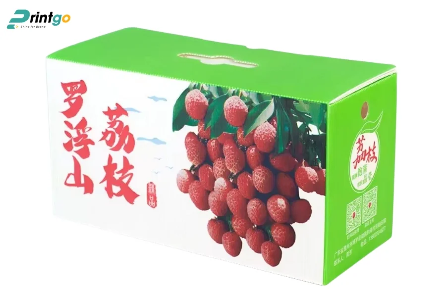 Thùng carton vải thiều dạng quai xách