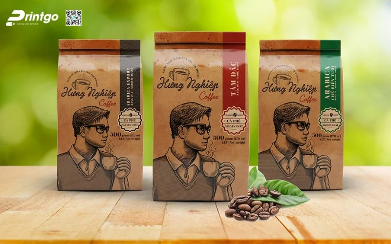Mẫu in bao bì cà phê dạng túi kraft