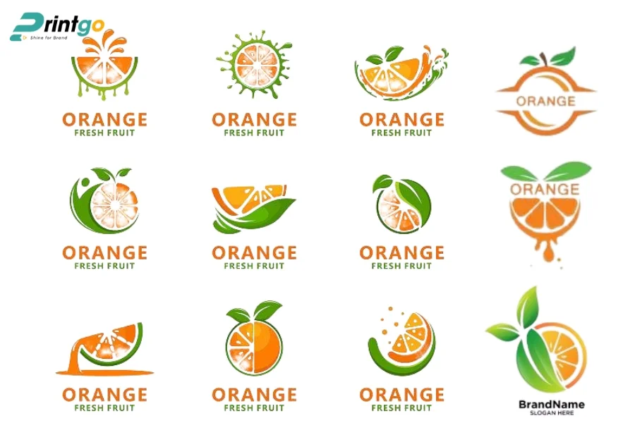 Bộ logo nông sản sản phẩm cam sành Vĩnh Long