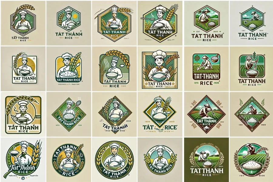 Các mẫu logo gạo theo phong cách cổ điển