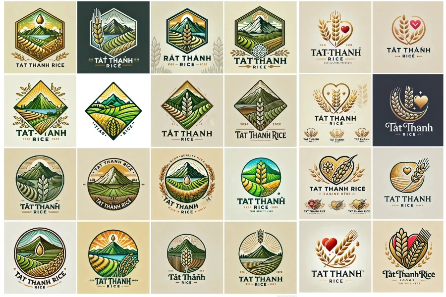 Các mẫu logo gạo theo phong cách cổ điển