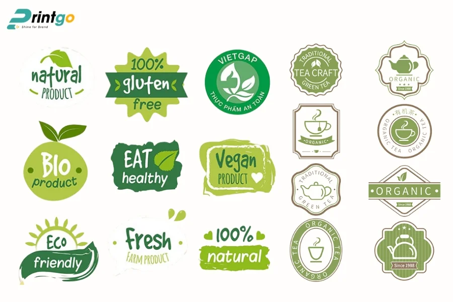 Logo lá trà phong cách hữu cơ (Organic)