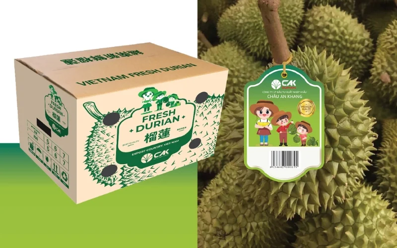 Tem dán cuống sầu riêng hoặc bao lưới 