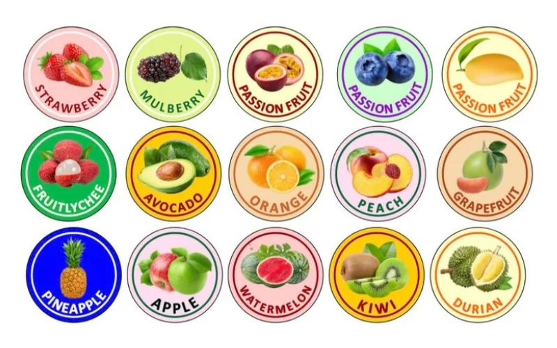 Nhóm tem hoa quả nhập khẩu đơn giản