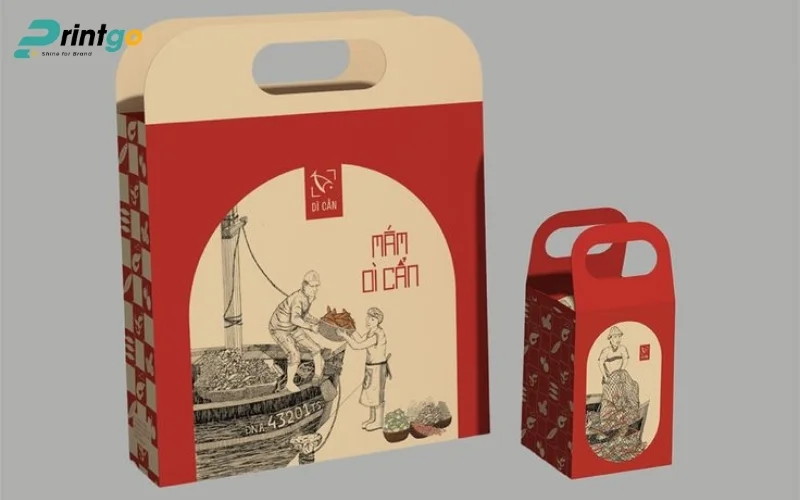 Thiết kế bao bì trà dạng carton dạng túi xách