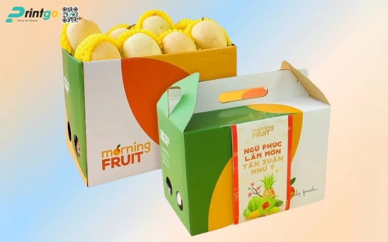 Thùng carton đựng xoài dạng quai xách Thùng carton đựng xoài dạng quai xách
