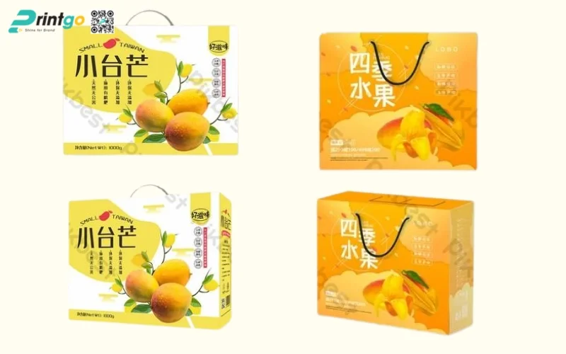 Thùng carton đựng xoài dạng quai xách Thùng carton đựng xoài dạng quai xách