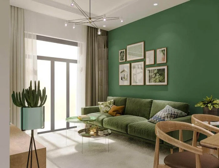 ứng dụng màu xanh lá cây trong nội thất