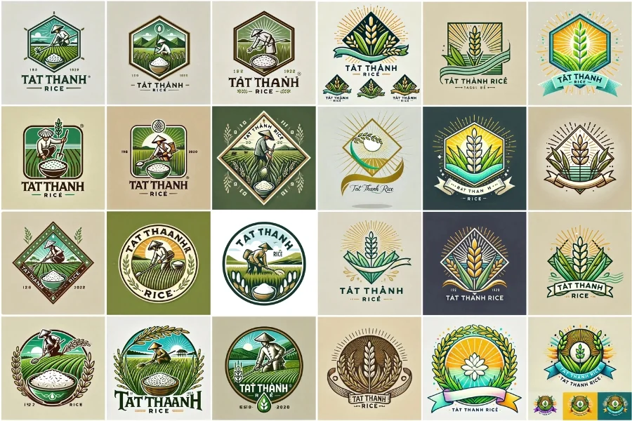 Các mẫu logo gạo theo phong cách cổ điển