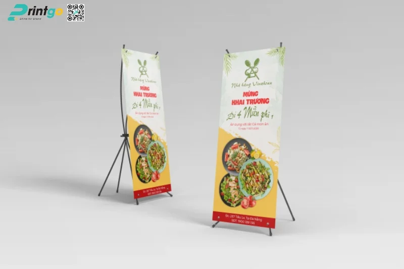 Standee khai trương chữ X phổ biến 