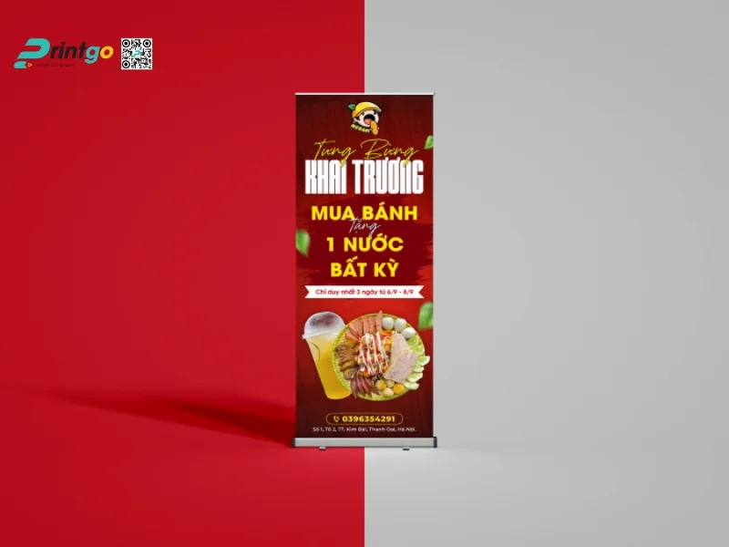 Standee khai trương quán ăn khuyến mãi 