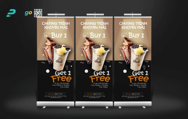 Standee khai trương quán cà phê mua 1 tặng 1 
