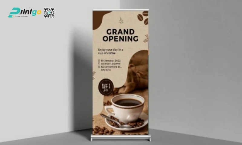 Standee khai trương quán cà phê tăng độ nhận diện thương hiệu 