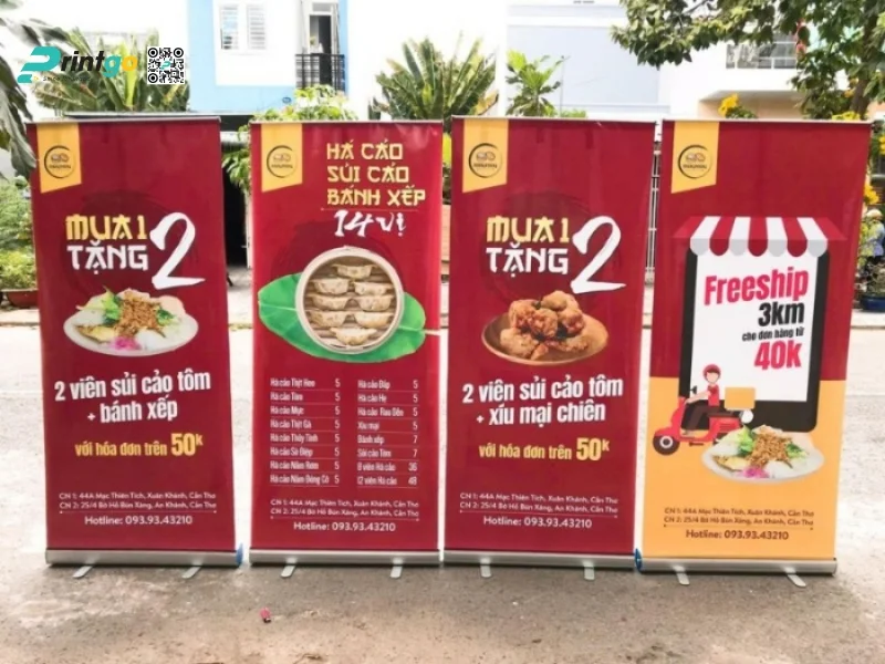Standee khai trương nhà hàng quán ăn thu hút khách hàng hiệu quả 