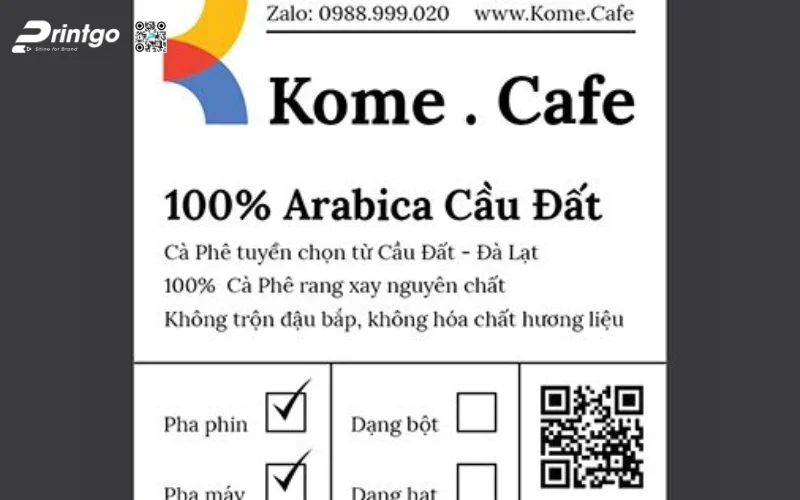 Mẫu tem nhãn phụ hàng hóa cà phê nhập khẩu OCOP