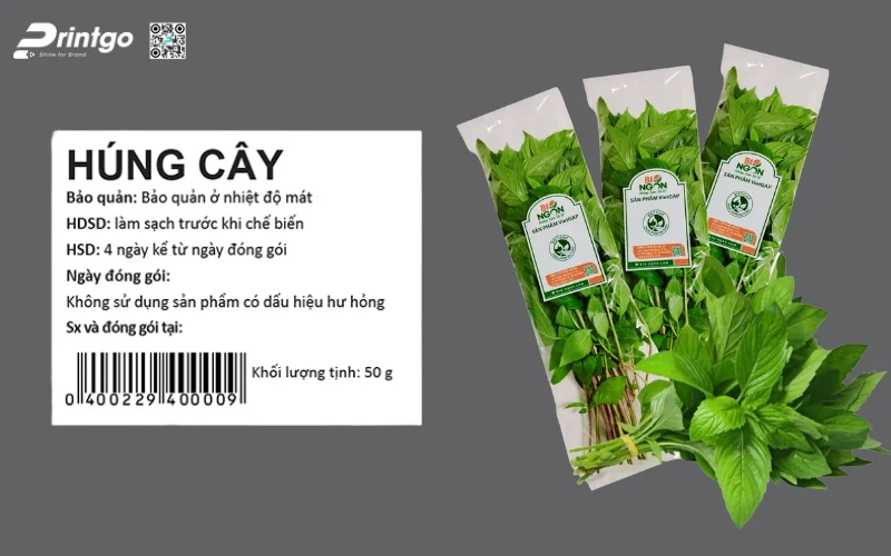 Mẫu tem phụ hàng nhập khẩu rau củ sạch OCOP