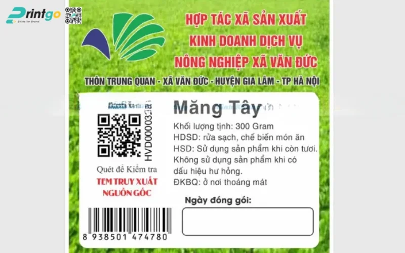 Mẫu tem phụ hàng nhập khẩu rau củ sạch OCOP