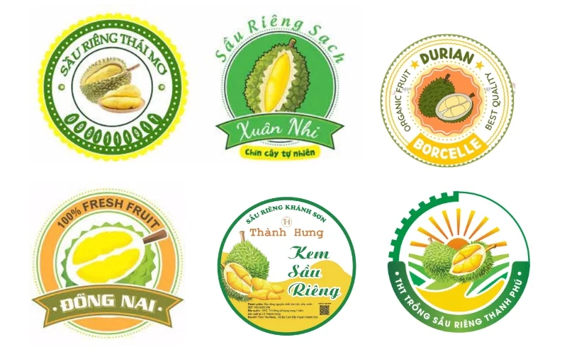 Tem xuất khẩu sầu riêng tròn dán trực tiếp lên trái