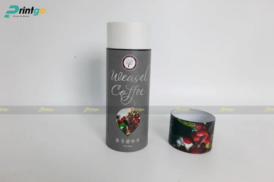 Mẫu bao bì cà phê chồn Thuận Hương dạng hình trụ tròn