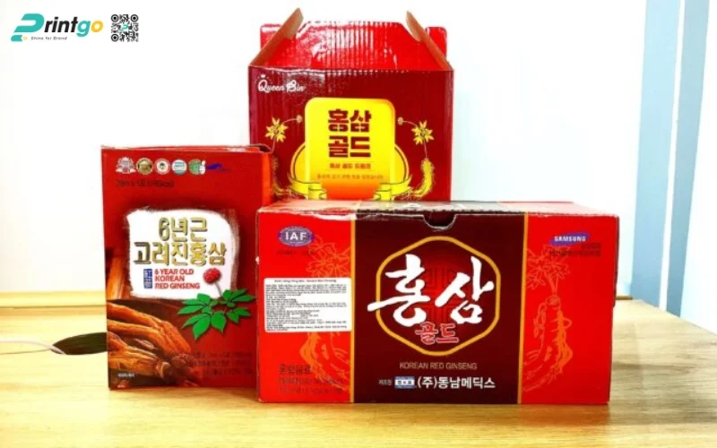 Mẫu bao bì sâm dạng hộp carton sóng 