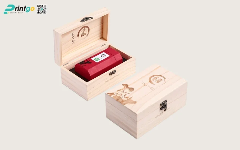 Mẫu bao bì sâm dạng hộp gỗ sang trọng
