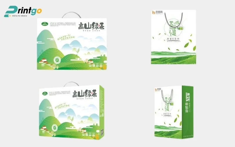 Mẫu thiết kế bao bì trà dạng túi xách ivory