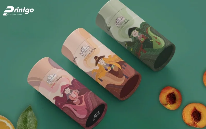 Bao bì trà dạng hình trụ tròn