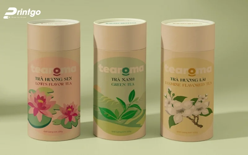 Bao bì trà dạng hình trụ tròn