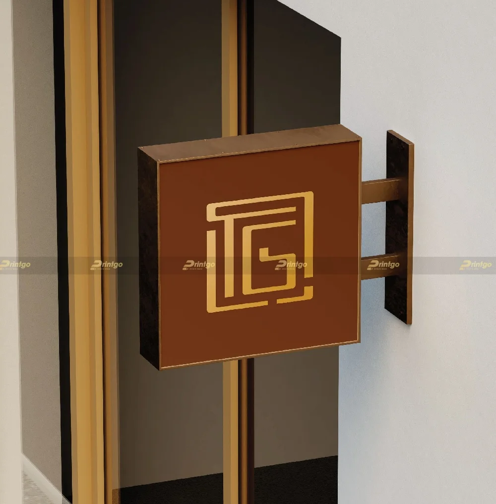 Mockup logo Trương Gia Quán trên biển bảng